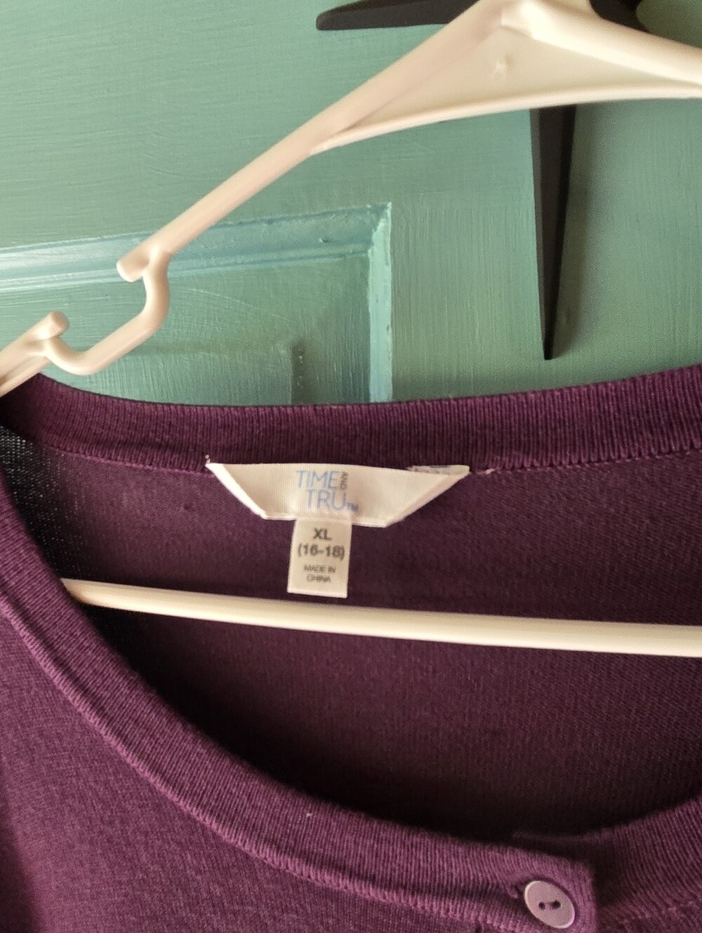 Time and Tru Plum Button-Front Cardigan - Picture 2 of 2
